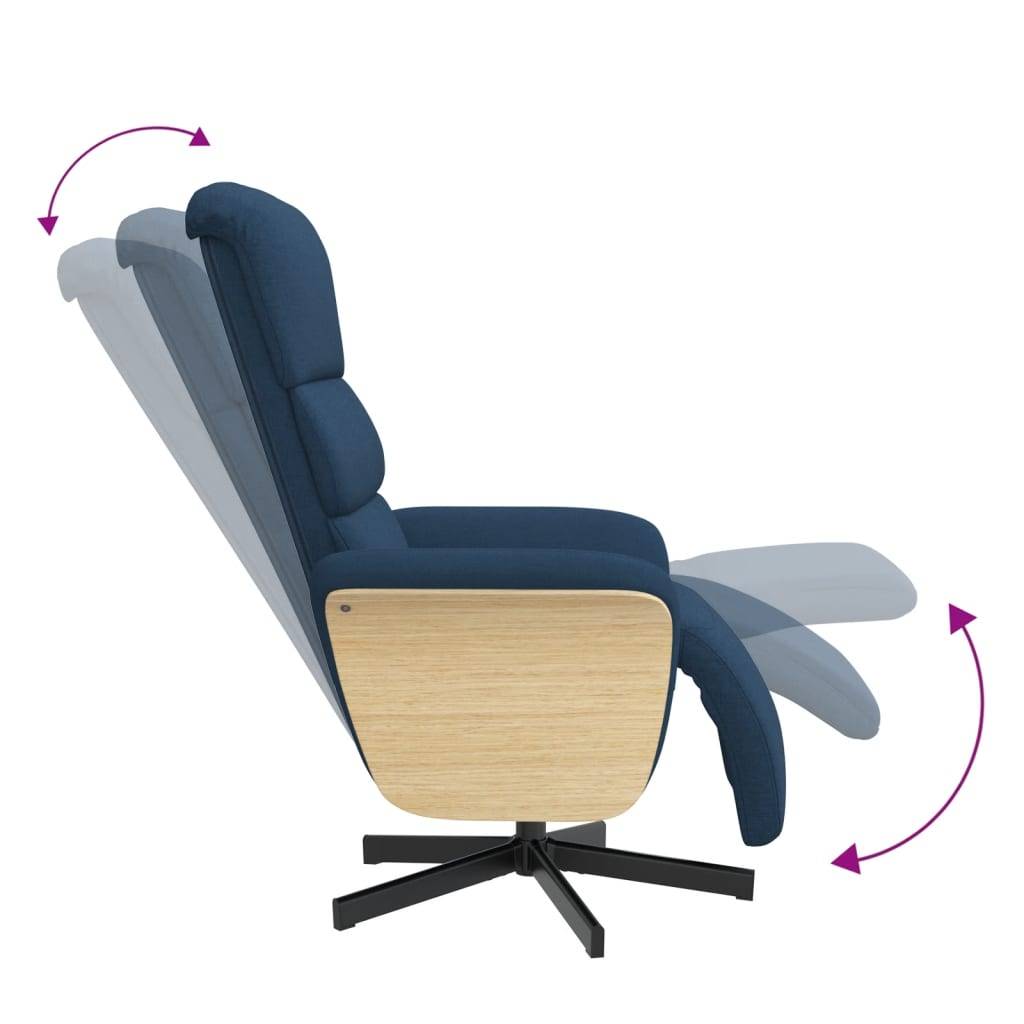 vidaXL Relaxsessel mit Fußteil Blau Stoff