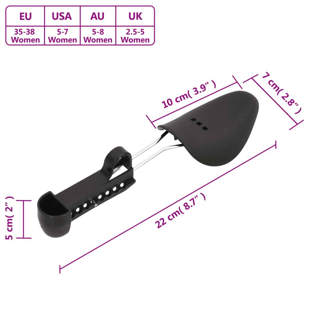 vidaXL Schuhspanner 5 Paar Schwarz EU 35-38 Kunststoff