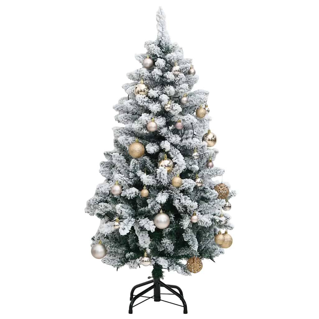 vidaXL Künstlicher Weihnachtsbaum Klappbar 150 LEDs & Kugeln 150 cm