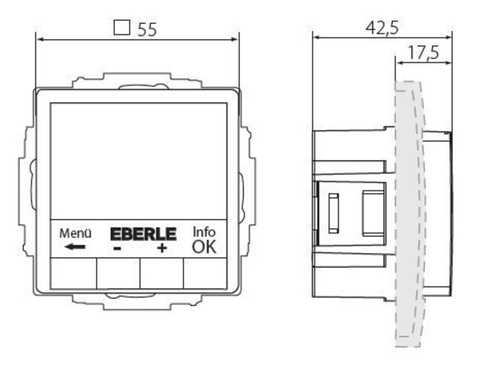 Eberle Controls UP-Uhrenthermostat UTE4800R-RAL9010-G55