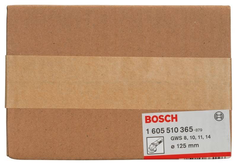 Braune Schachtel mit einem Bosch-Etikett, das Produktspezifikationen einschließlich Teilenummer und Scheibengrößen detailliert.