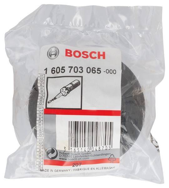 Ein Bosch-Ersatzteil in Verpackung mit der Produktnummer 1 605 703 065-000. Die Verpackung zeigt eine Werkzeugabbildung und ist mit 'Made in Germany' gekennzeichnet.
