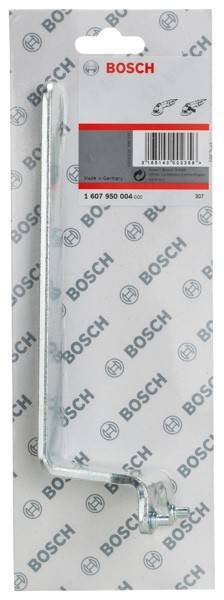 Eine Bosch-Verpackungsetikette mit der Nummer '1 607 950 004' am oberen Rand, vor einem gemusterten Hintergrund mit dem Bosch-Logo.