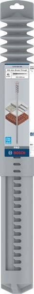 Verpackung eines Elektrowerkzeugs mit dem Bosch Pro-Logo und Produktbranding, einschließlich eines QR-Codes und Effizienzlabels.