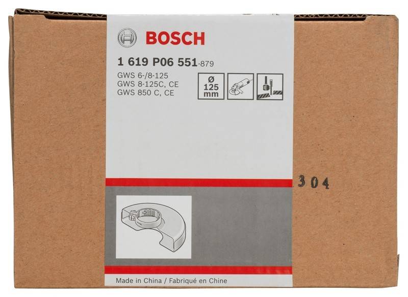 Verpackung eines Bosch-Ersatzteils, Modell 1 619 P06 551-879, für Winkelschleifer GWS 6-18-125, GWS 8-125C und GWS 850 C, CE.