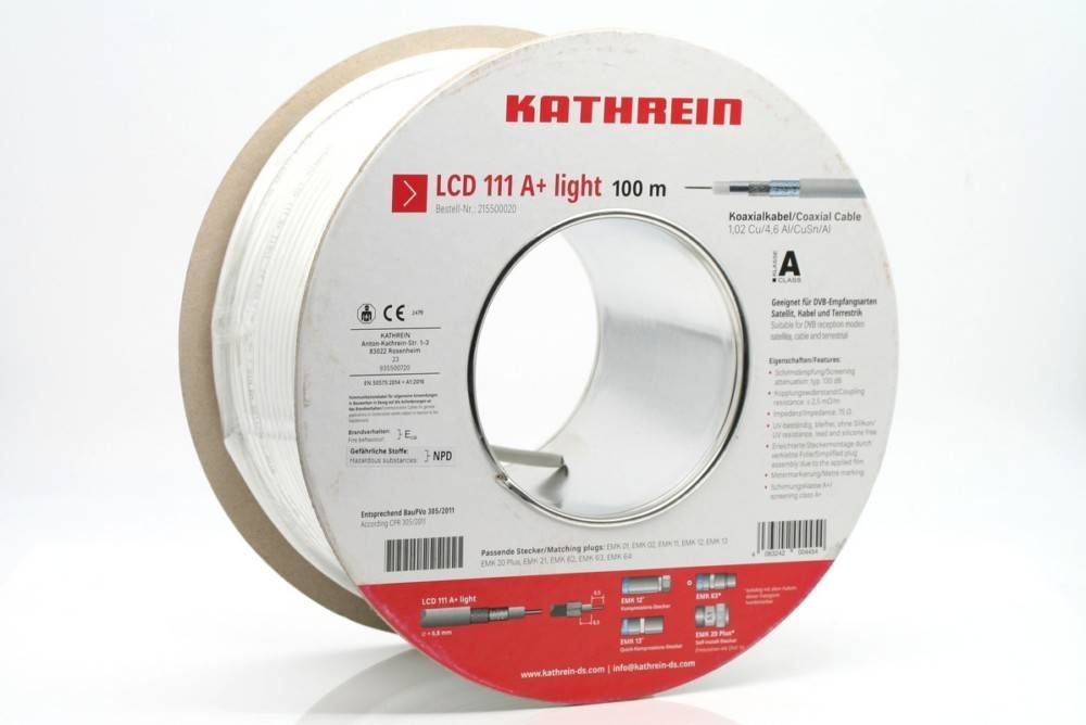 Kathrein Koaxialkabel LCD111A+lig/100m Eca