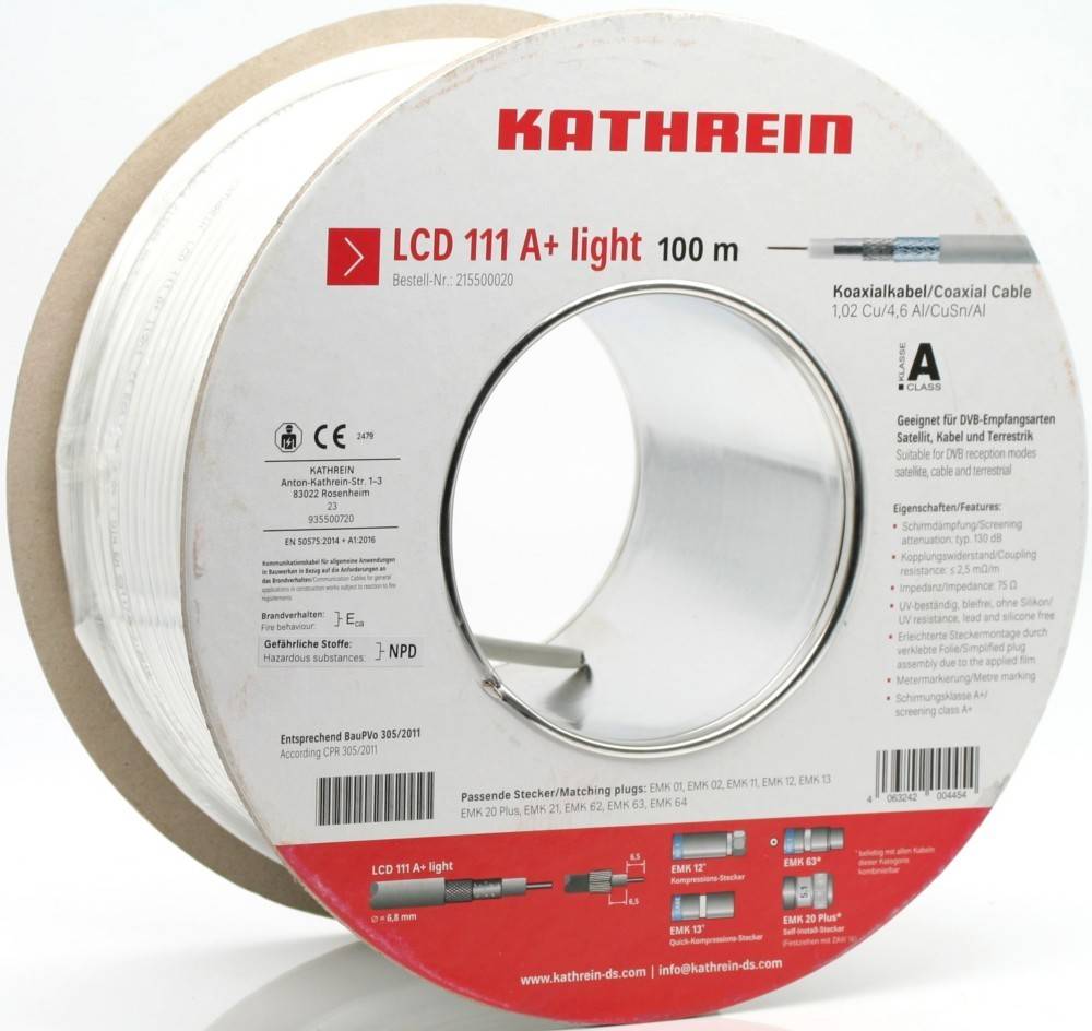 Kathrein Koaxialkabel LCD111A+lig/100m Eca