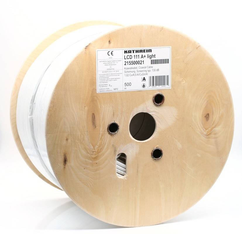 Eine Holzspule mit der Aufschrift 