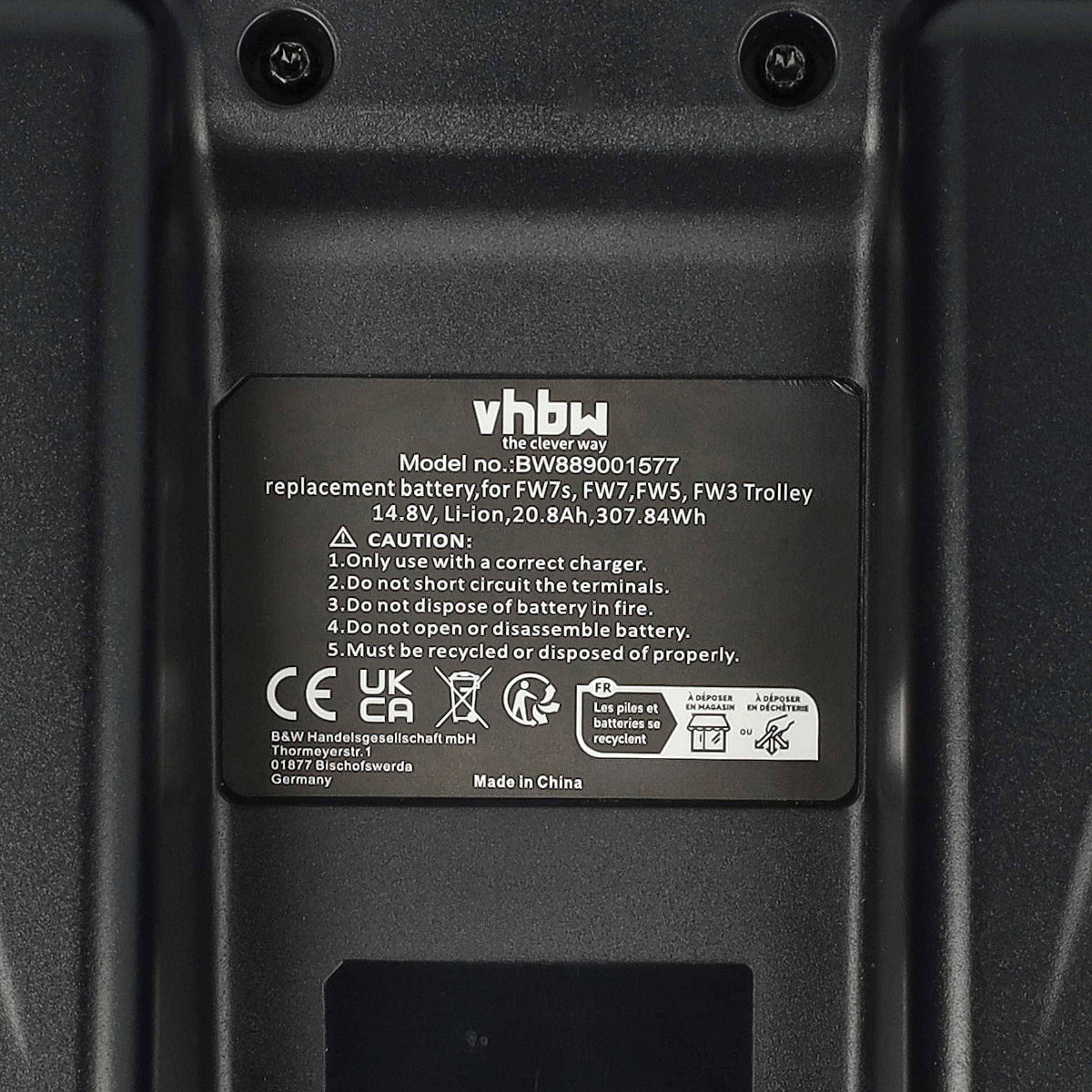 vhbw Akku kompatibel mit Powakaddy FW3 | Freeway Digital II Elektro-Trolley Caddy (20800 mAh, 14,8 V, Li-Ion, inkl. Ladegerät)