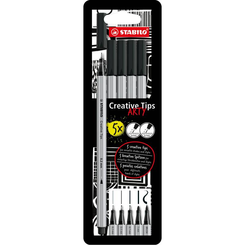 STABILO Creative Tips ARTY BLACK, 5er Kartonetui
