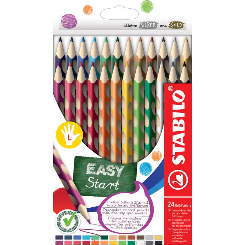 STABILO Dreikant-Buntstifte EASYcolors L, 24er Kartonetui