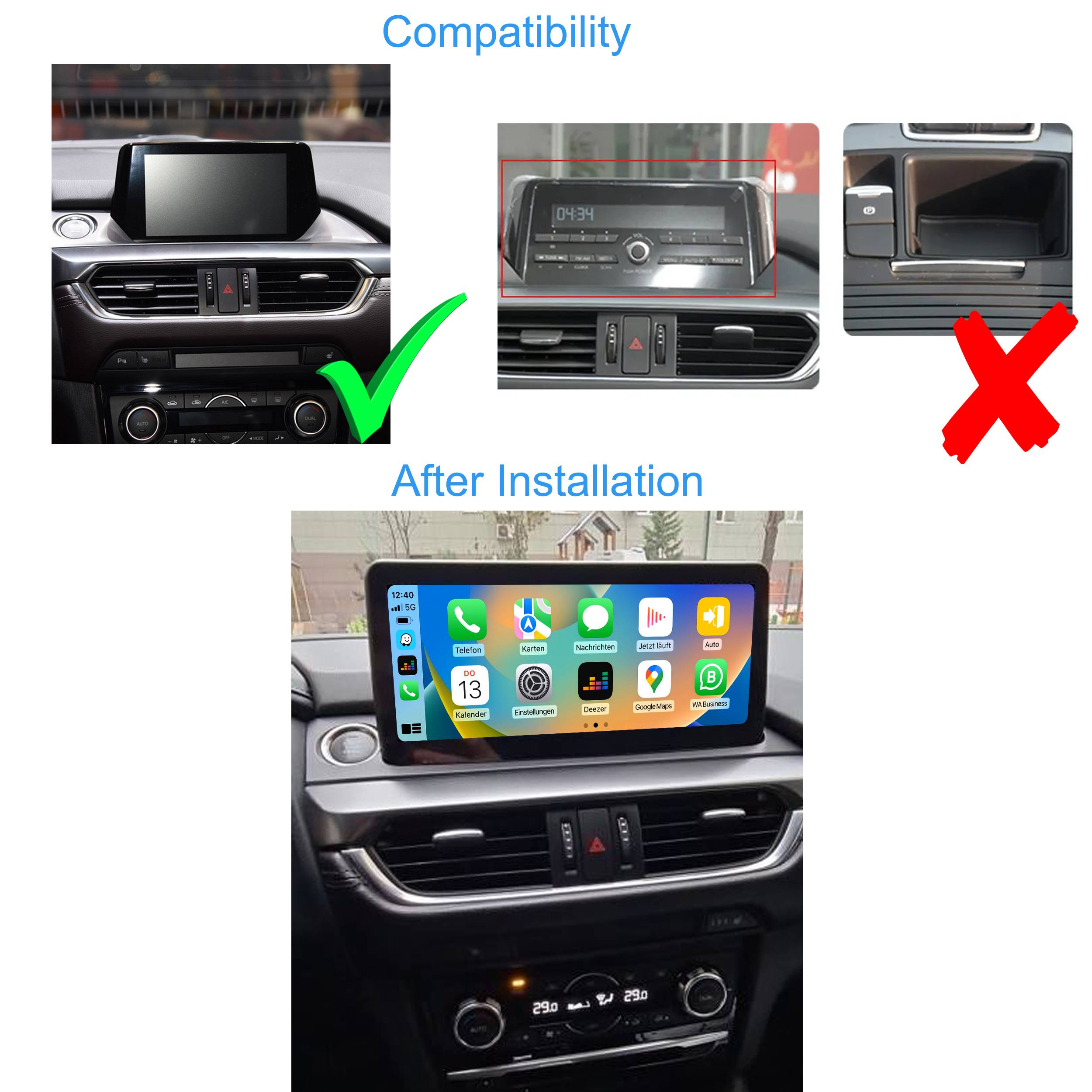Für Mazda 6 2017-2019 10.25" Touchscreen Android Display GPS Navi CarPlay