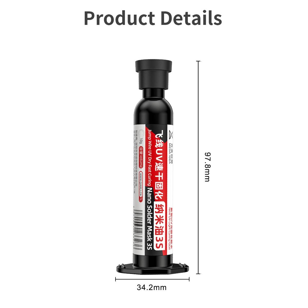 3er Pack schnell aushärtender Nano Lötstopplack mit 3S Sprungdraht UV-trockner