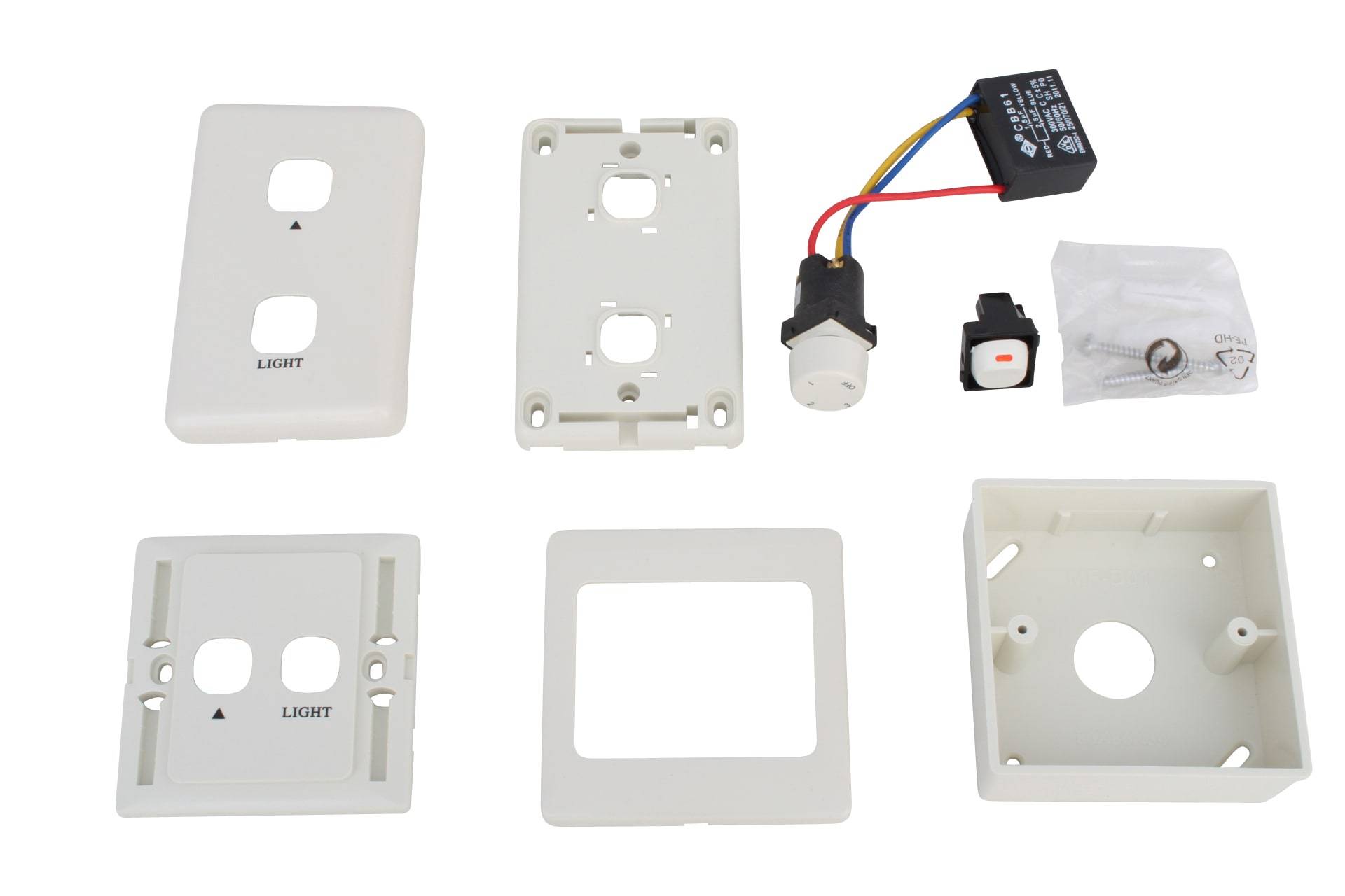Wandschalter für Deckenventilator mit Licht 2 Blenden