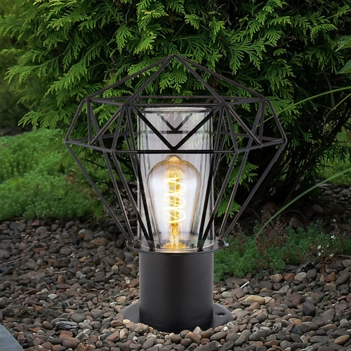 Sockelleuchte Außen Standleuchte Garten schwarz Außenstehleuchte Edelstahl, Industrial Design Gitterschirm, 1x E27, LxH 22,5 x 31,5 cm Sockelleuchte Außen Standleuchte Garten schwarz Außenstehleuchte Edelstahl, Industrial Design Gitterschirm, 1x E27, LxH 22,5 x 31,5 cm