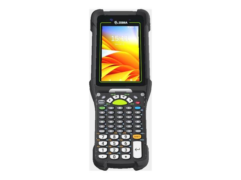 Zebra robustes tragbares Barcode-Scanner-Gerät mit Tastatur und Touchscreen-Display, Vorderansicht auf weißem Hintergrund dargestellt.