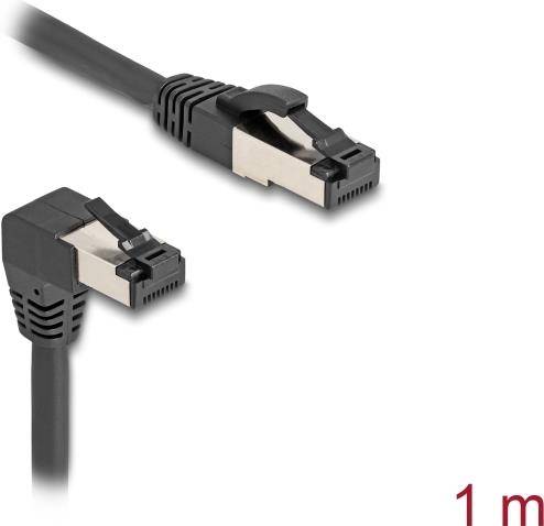 Delock RJ45 Netzwerkkabel Cat.8.1 S/FTP 90° unten gewinkelt gerade 1 m - Netzwer
