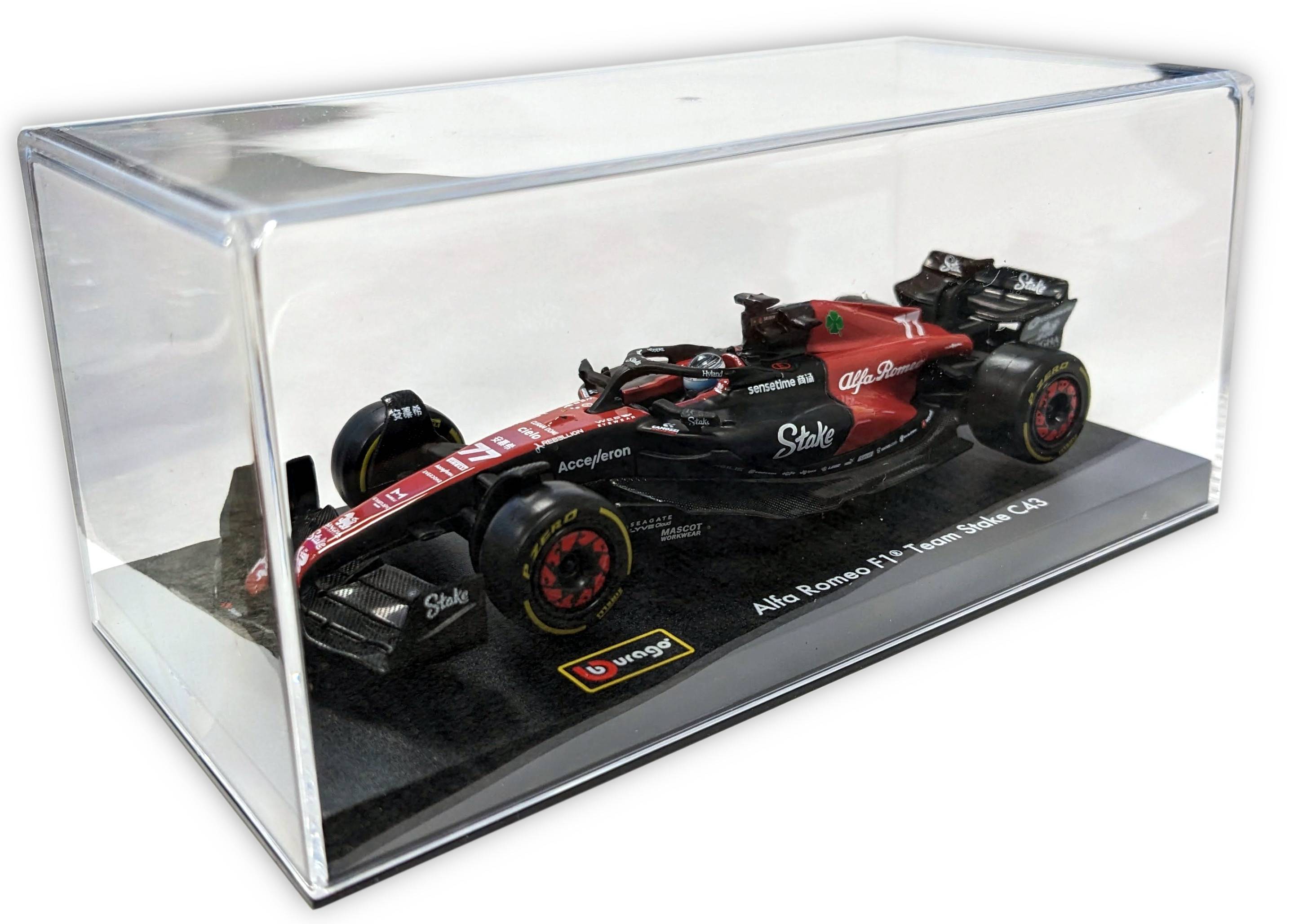 Bburago 18-38086 - Modellauto - F1 Alfa Romeo C43 #77 Bottas (mit Helm, Maßstab 1:43) Formel 1