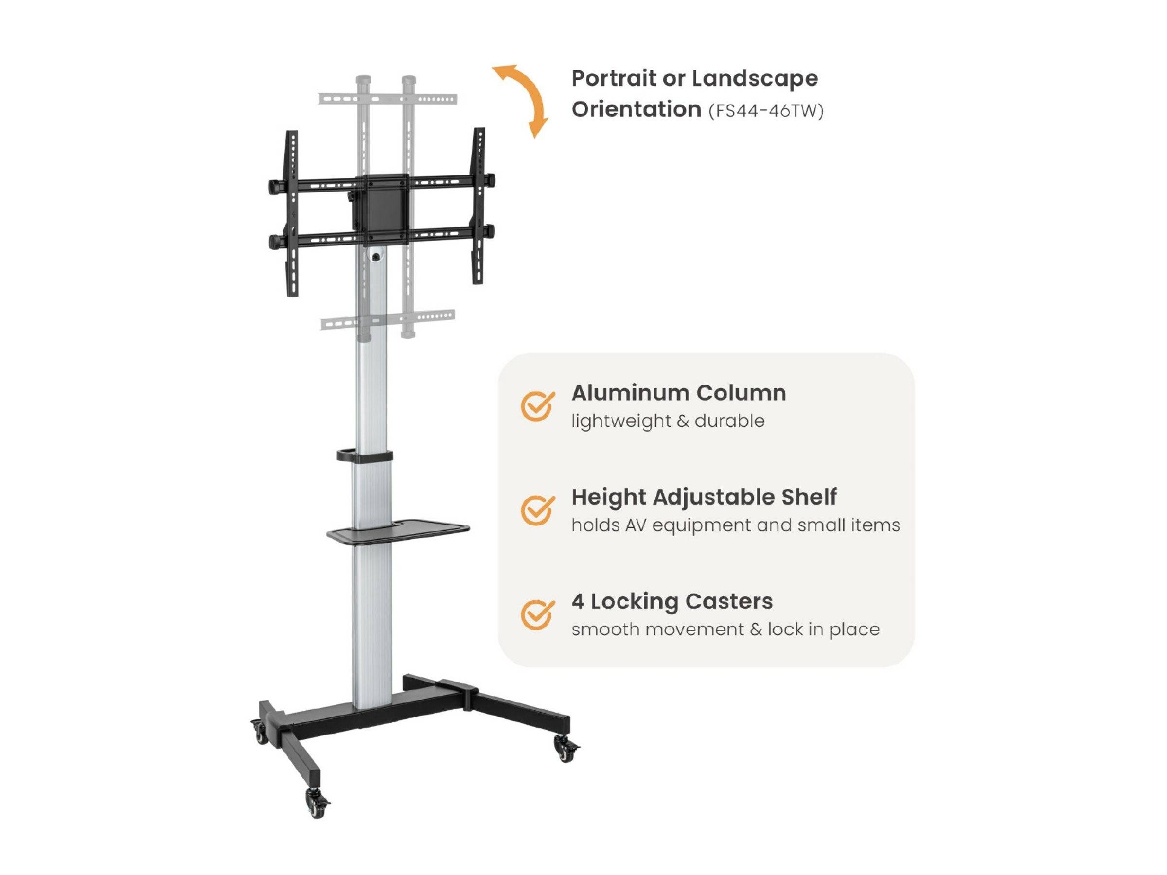 equip - Wagen - für Flachbildschirm / AV-Ausrüstung - rotate LFD trolley - Kunststoff, stainless steel, Aluminium - Schw