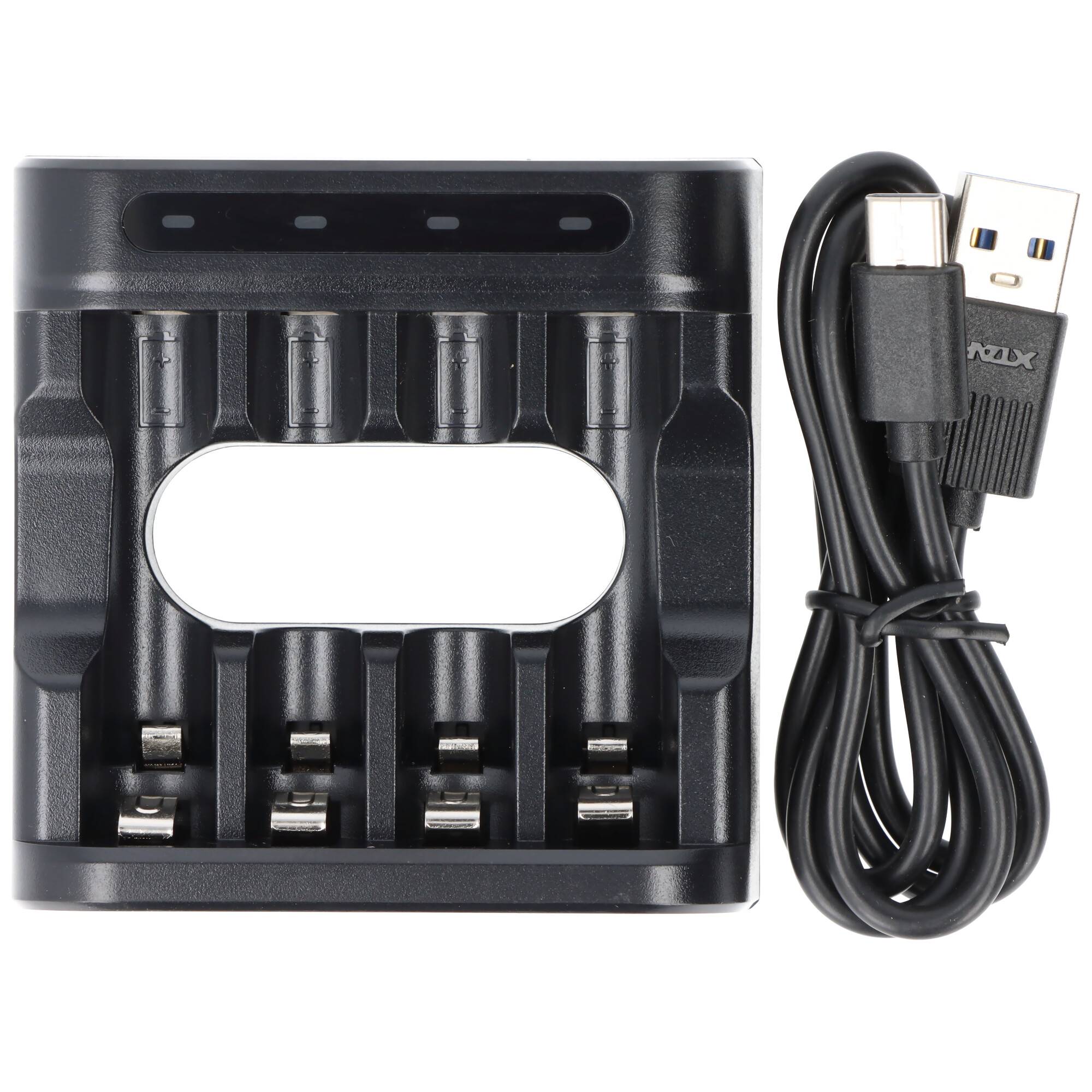 L4 Schnell-Ladegerät für Li-Ion 1,5V Akku und NiMH 1,2V Akkus AA AAA, für 1-4 Akkus, ohne Netzteil