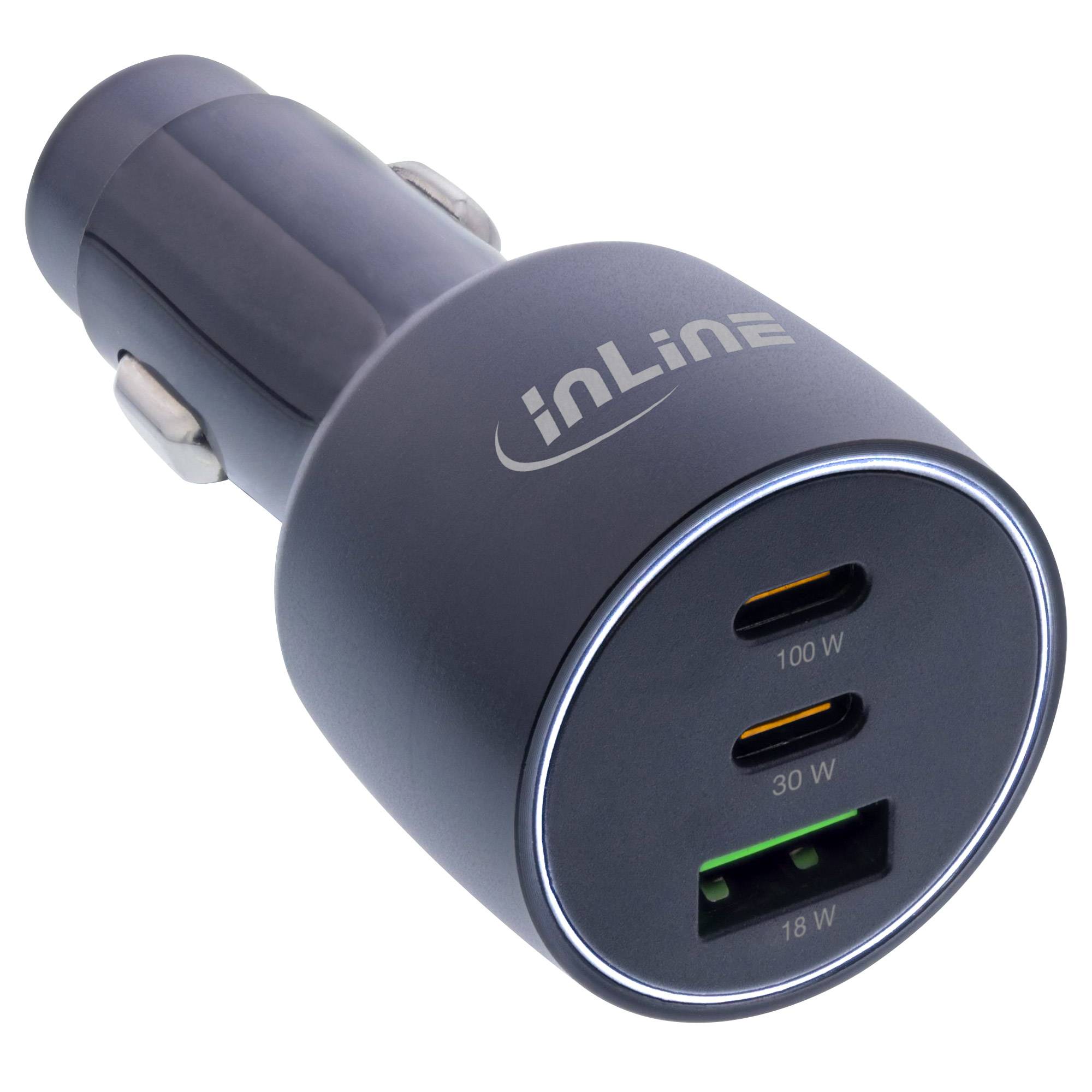 INLINE - USB KFZ Stromadapter Power Delivery - 2x USB-C + QC 3.0 USB-A - schwarz