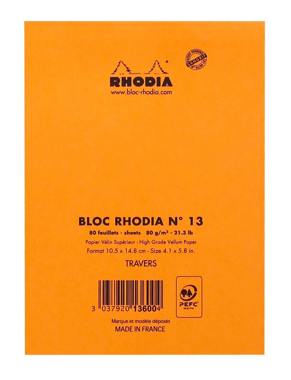 Rhodia 10x Rhodia Notizblock No.13 A6 80 Blatt liniert 80g - Orange 13600C