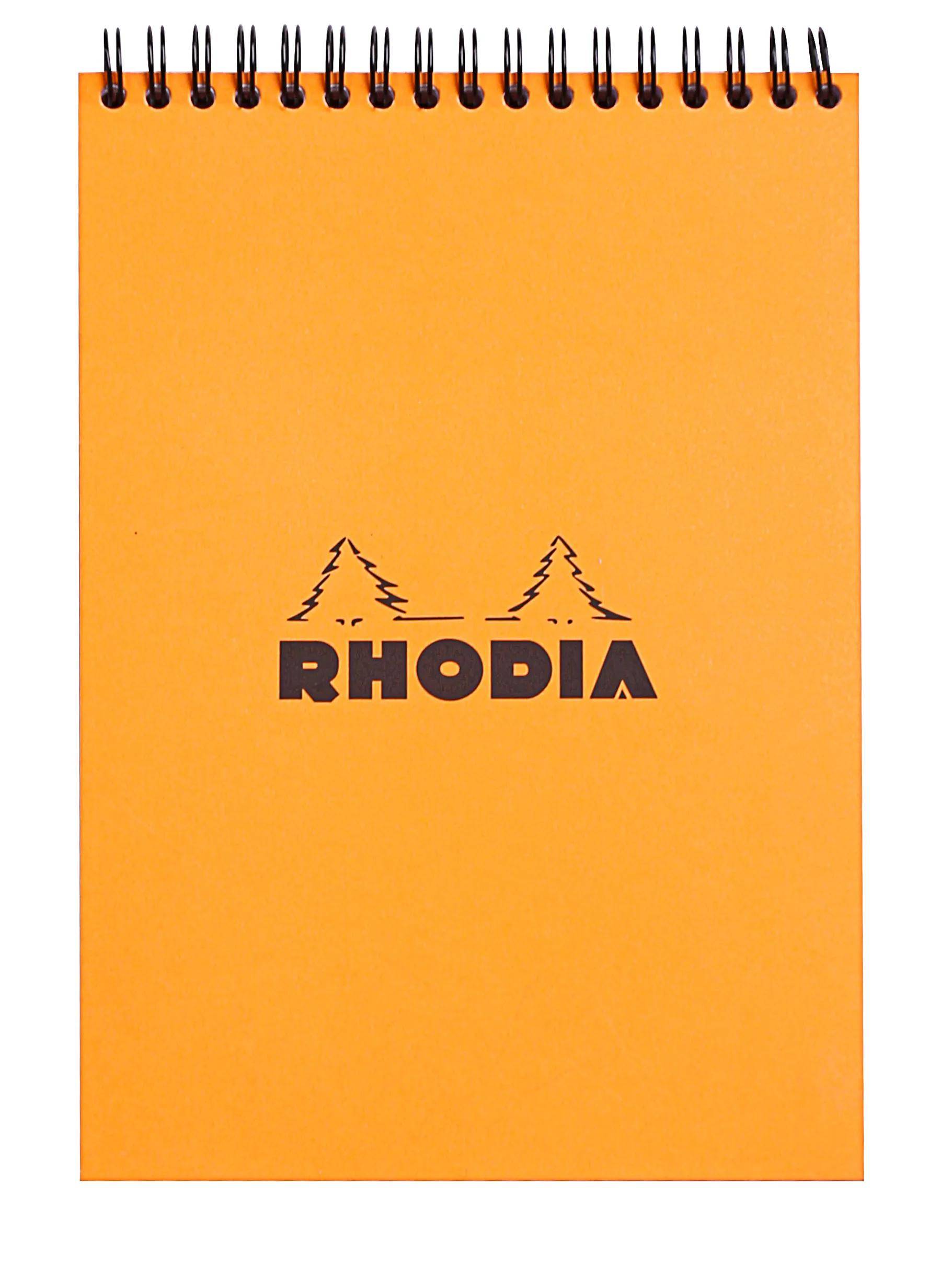 Orange spiralgebundenes Rhodia-Notizbuch mit zentriertem Rhodia-Logo auf dem Umschlag