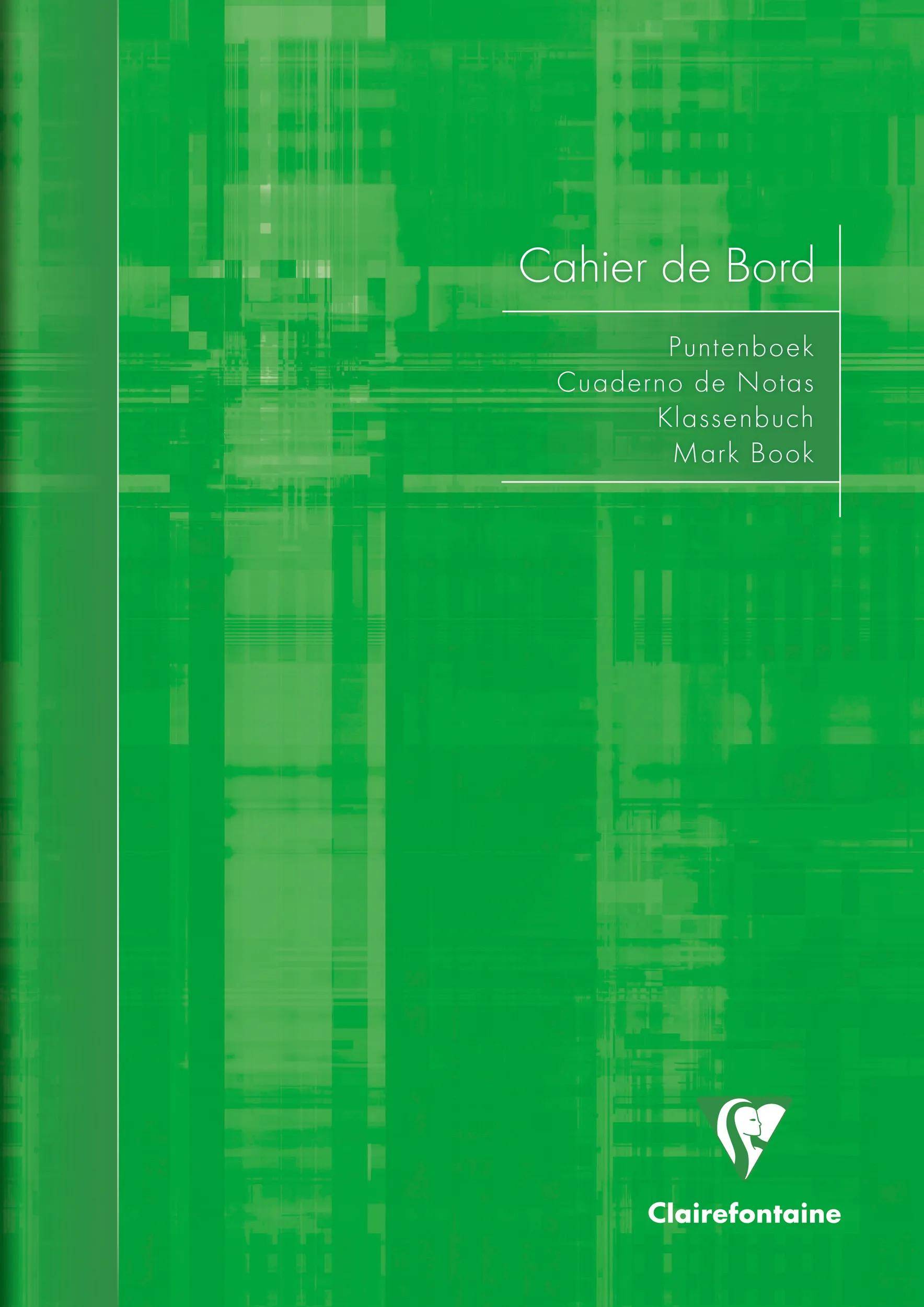 Grüner Clairefontaine-Notizbucheinband mit der Aufschrift „Cahier de Bord