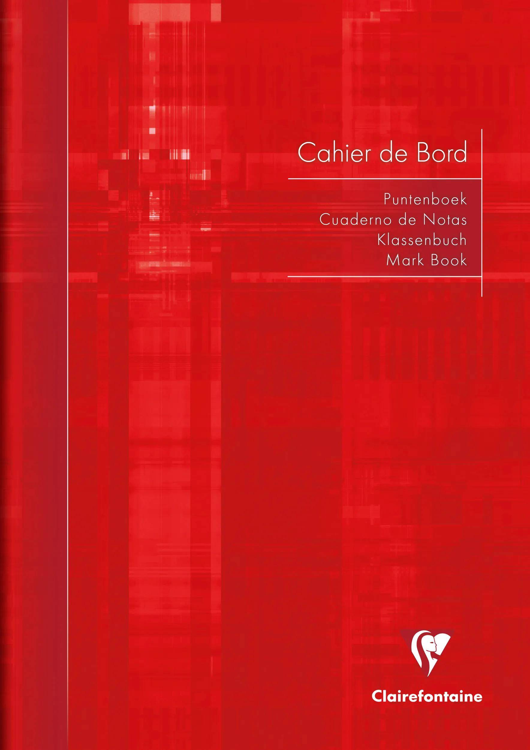 Rotes Clairefontaine-Notizbuch mit der Aufschrift „Cahier de Bord