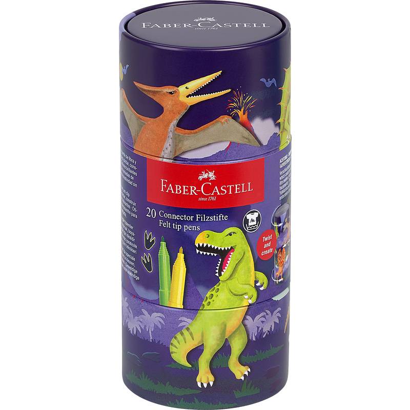 FABER-CASTELL Fasermaler CONNECTOR PEN, 20er Dinobox