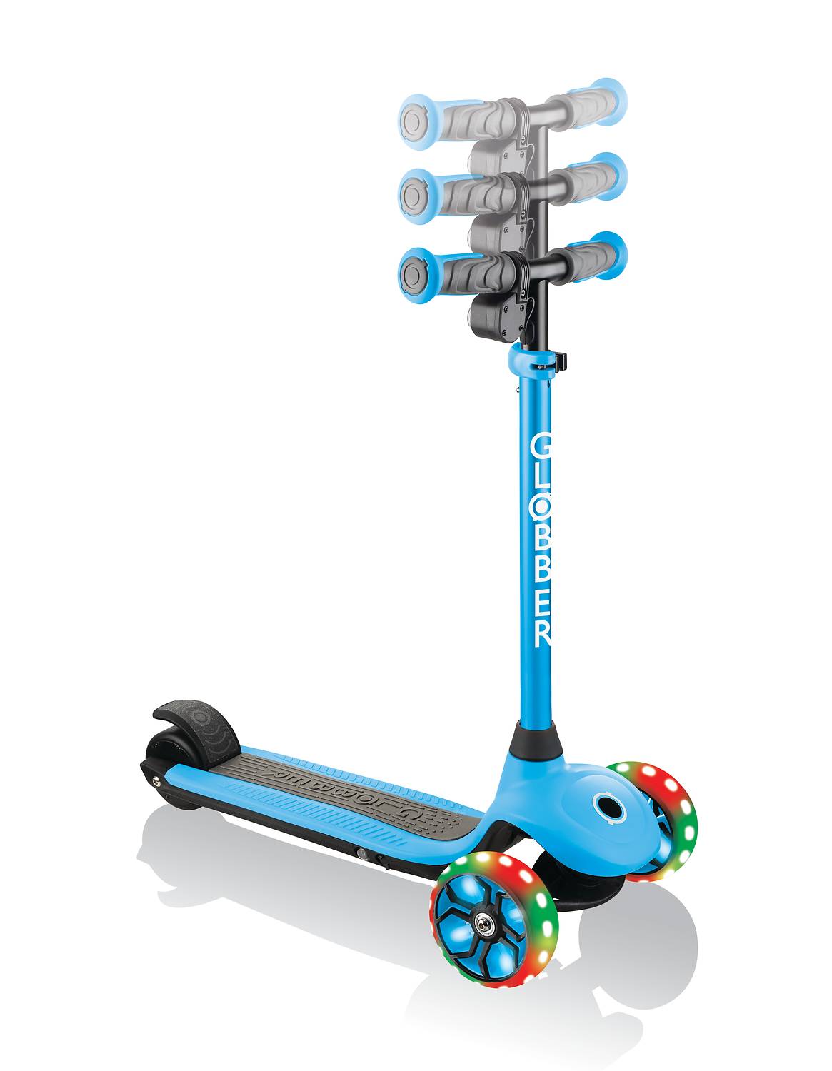 GLOBBER ONE K E-MOTION 4 PLUS hellblau, mit Leuchtrollen