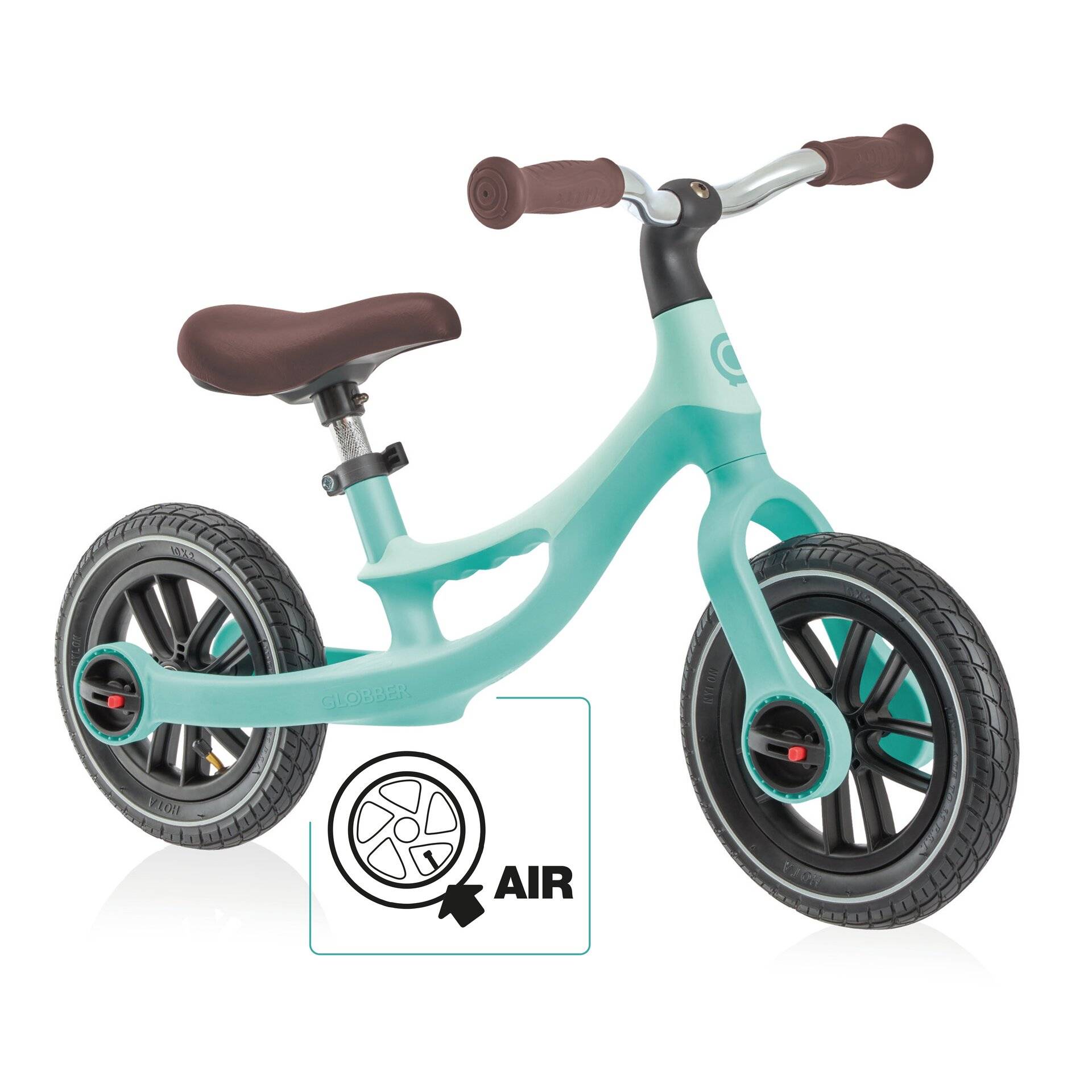 GLOBBER GO BIKE ELITE AIR – Laufrad für Kinder, 10 Zoll Luftbereifung, Sattel höhenverstellbar, mint