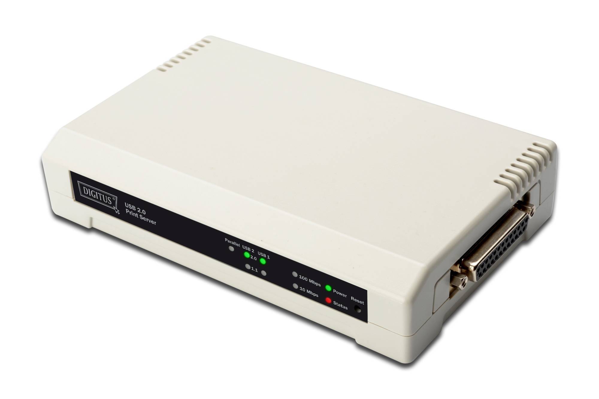 DIGITUS USB & Parallel Print Server, 3-Port 2x USB A, 1x DB- Multimedia-Technik Printserver