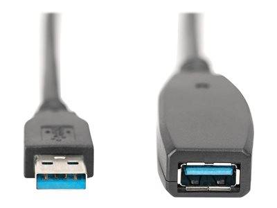 DIGITUS USB 3.0 Aktives Verlängerungskabel 15m, sw Multimedia-Technik USB-Kabel