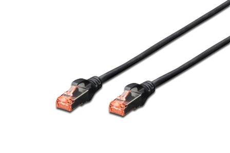 DIGITUS Patchkabel Cat6 S/FTP 2xRJ45 0.25m schw Hebelschutz Polybeutel Kabel RJ45 Cat.6