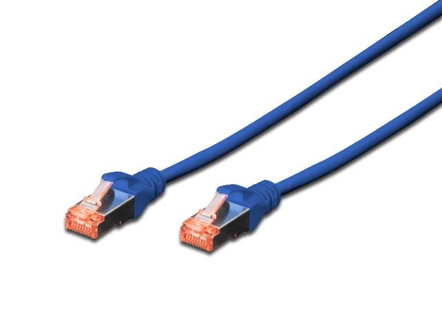 DIGITUS Patchkabel Cat6 S/FTP 2xRJ45 5.0m blau Hebelschutz Polybeutel Kabel RJ45 Cat.6