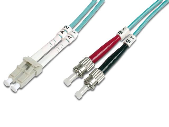 DIGITUS LWL Patchkabel LC -> ST 1.00m Multimode Duplex OM3 Multimedia-Technik Lichtwellenleiterkab