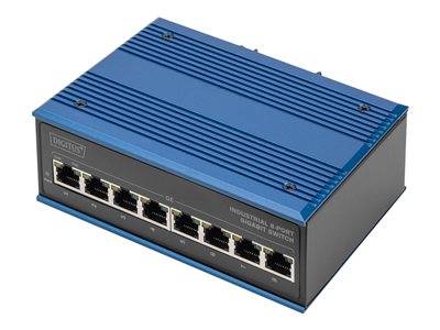 DIGITUS Switch Ind. 8-Port Gigabit 30W PoE Unmanaged blau Multimedia-Technik Switche