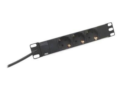 DIGITUS Steckerleiste 1HE, 3fach Schalter Alu 2m Zuleitung Multimedia-Technik 10 Zubehör