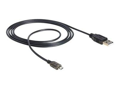 DELOCK USB Kabel A -> Micro-B St/St 1.50m mit LED sw Multimedia-Technik USB-Kabel
