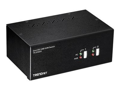 TRENDnet KVM 2-Port DVI USB Switch mit Audio USB 2.0 Hub Multimedia-Technik KVM Switches