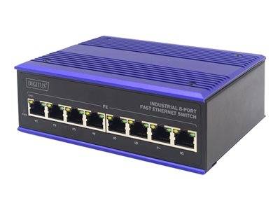 DIGITUS Switch Ind. 8-Port 10/100 Unmanaged blau Multimedia-Technik Switche