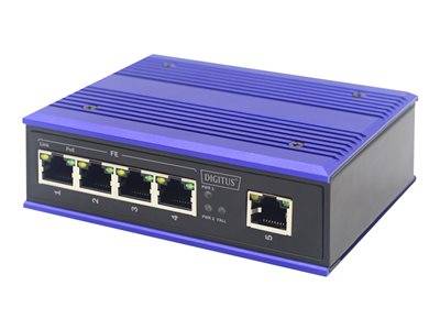 DIGITUS Switch Ind. 4-Port 10/100 30W PoE Unmanaged blau Multimedia-Technik Switche