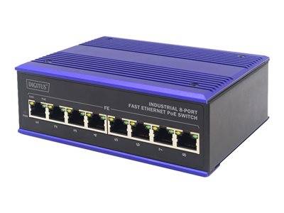 DIGITUS Switch Ind. 8-Port 10/100 30W PoE Unmanaged blau Multimedia-Technik Switche