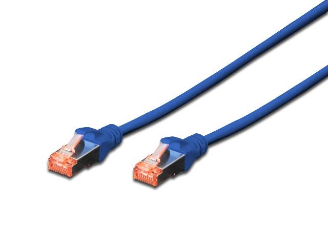 DIGITUS Patchkabel Cat6 S/FTP 2xRJ45 3.0m blau Hebelschutz Polybeutel Kabel RJ45 Cat.6