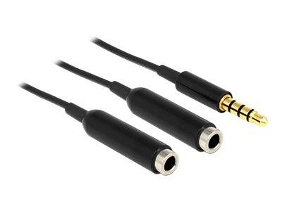DELOCK Klinkekabel 3,5mm -> 2x St/Bu 0.25m schwarz Multimedia-Technik Audiokabel