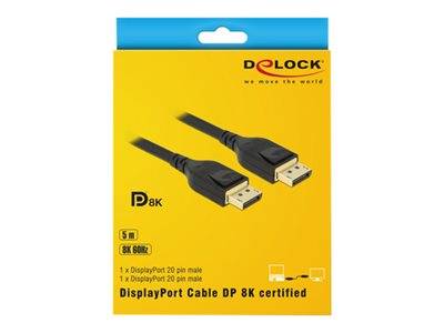 DELOCK DisplayPort Kabel St > St 8K 60Hz 5.00m schwarz Multimedia-Technik Displayport-Kabel