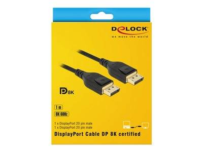 DELOCK DisplayPort Kabel St > St 8K 60Hz 1.00m schwarz Multimedia-Technik Displayport-Kabel