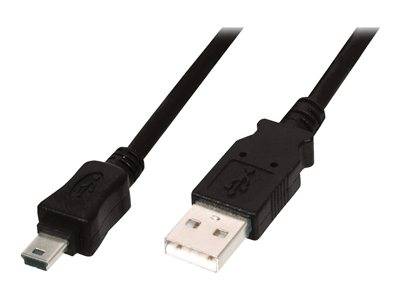DIGITUS USB 2.0 Anschlusskabel Typ A -mini B St/St 3.0m, sw Multimedia-Technik USB-Kabel