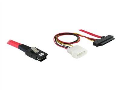 DELOCK SAS Kabel Mini SAS 36Pin -> 4x SAS 29Pin + 4Pin Molex Multimedia-Technik